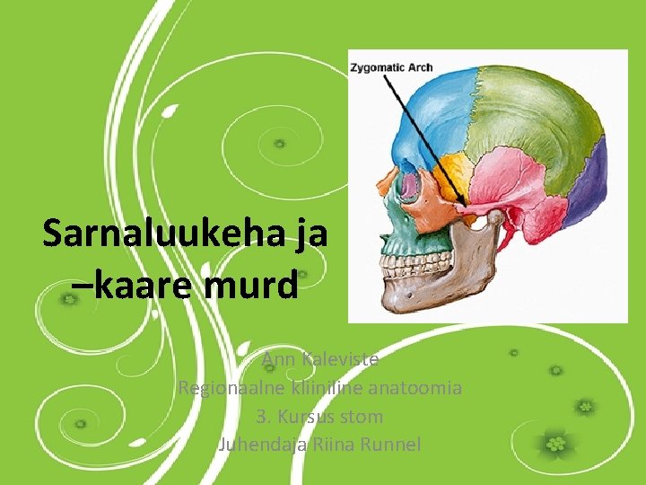 Sarnaluukeha ja –kaare murd Ann Kaleviste Regionaalne kliiniline anatoomia 3. Kursus stom Juhendaja Riina