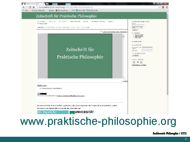 www. praktische-philosophie. org Fachbereich Philosophie / KTH 5 