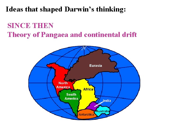 Ideas that shaped Darwin’s thinking: SINCE THEN Theory of Pangaea and continental drift 