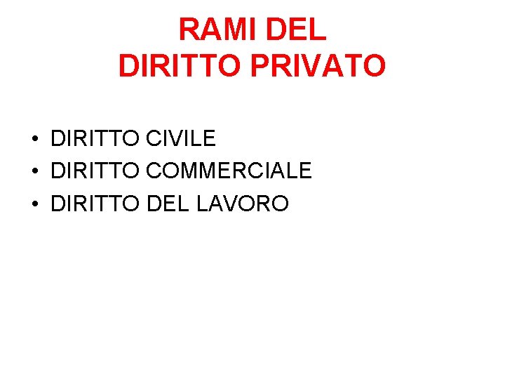 RAMI DEL DIRITTO PRIVATO • DIRITTO CIVILE • DIRITTO COMMERCIALE • DIRITTO DEL LAVORO