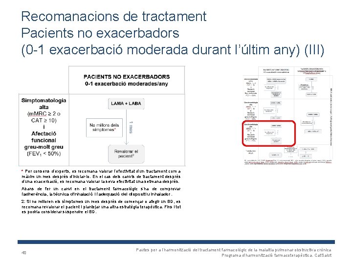 Recomanacions de tractament Pacients no exacerbadors (0 -1 exacerbació moderada durant l’últim any) (III)