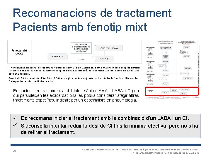 Recomanacions de tractament Pacients amb fenotip mixt * Per consens d’experts, es recomana valorar