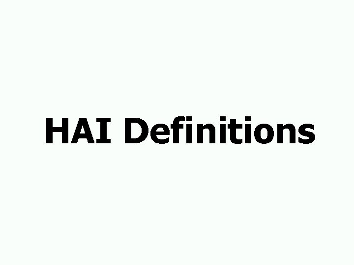 HAI Definitions 