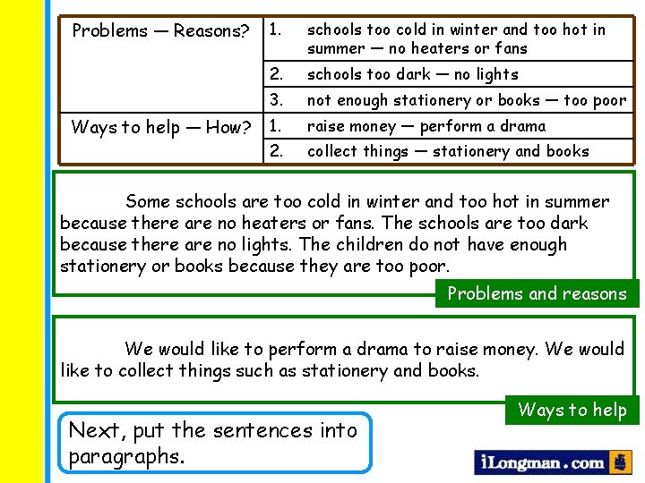 Problems — Reasons? Ways to help — How? 1. schools too cold in winter Problems — Reasons? Ways to help — How? 1. schools too cold in winter
