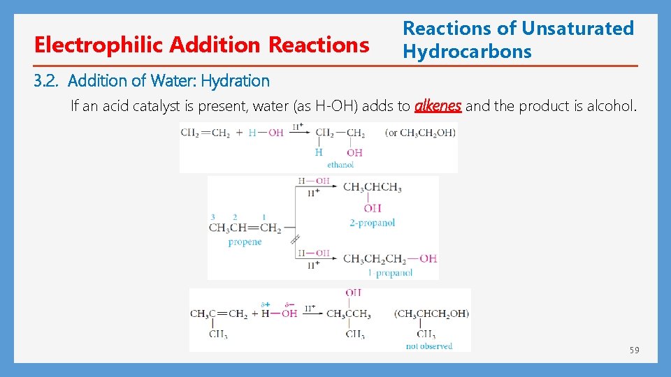 Electrophilic Addition Reactions of Unsaturated Hydrocarbons 3. 2. Addition of Water: Hydration If an
