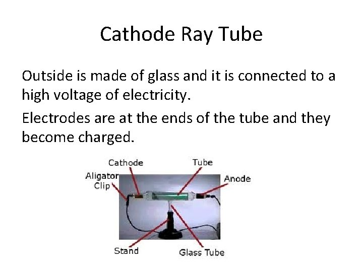 Cathode Ray Tube Outside is made of glass and it is connected to a Cathode Ray Tube Outside is made of glass and it is connected to a