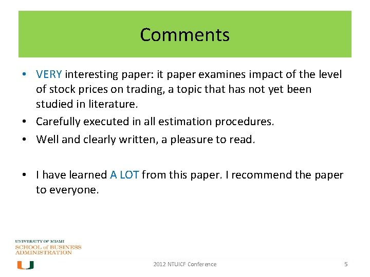 Comments • VERY interesting paper: it paper examines impact of the level of stock Comments • VERY interesting paper: it paper examines impact of the level of stock