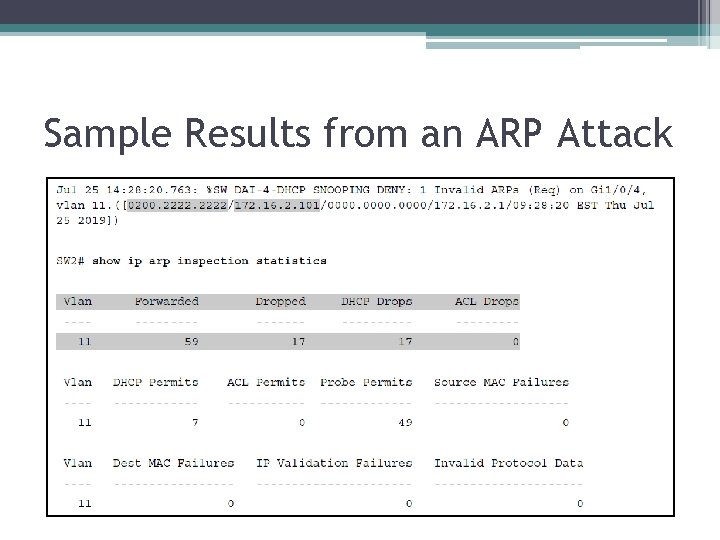 Sample Results from an ARP Attack 