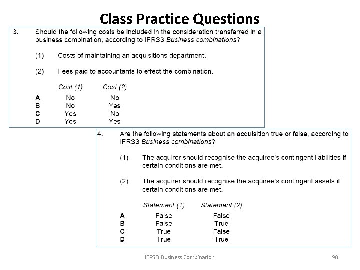 Class Practice Questions IFRS 3 Business Combination 90 
