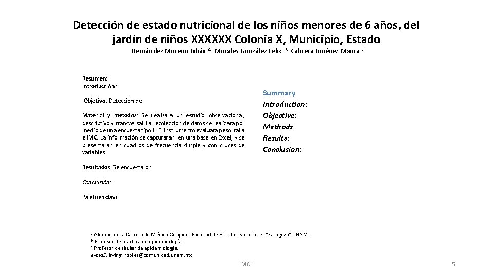 Detección de estado nutricional de los niños menores de 6 años, del jardín de