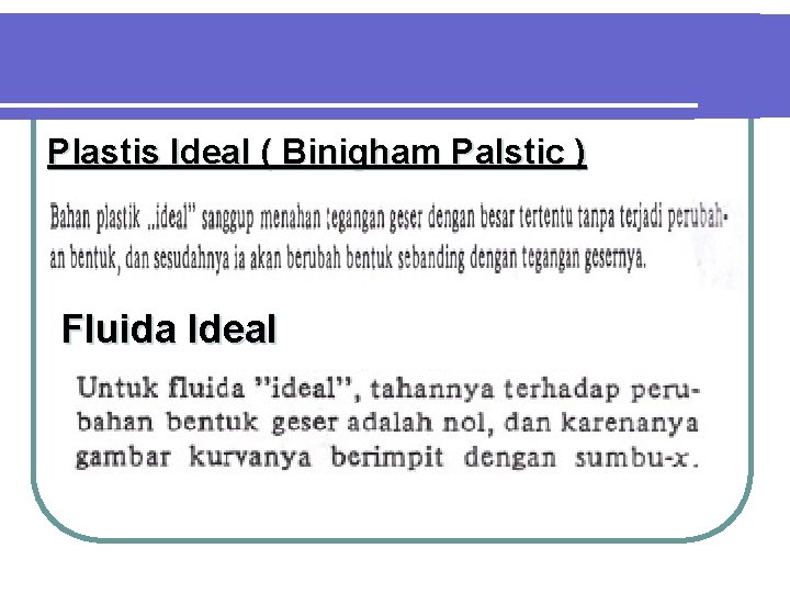 Plastis Ideal ( Binigham Palstic ) Fluida Ideal 