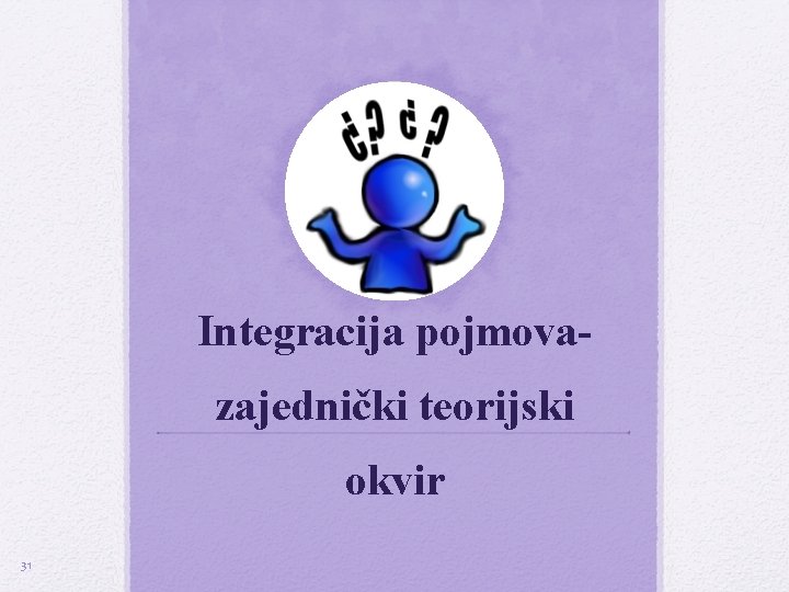 Integracija pojmovazajednički teorijski okvir 31 Integracija pojmovazajednički teorijski okvir 31