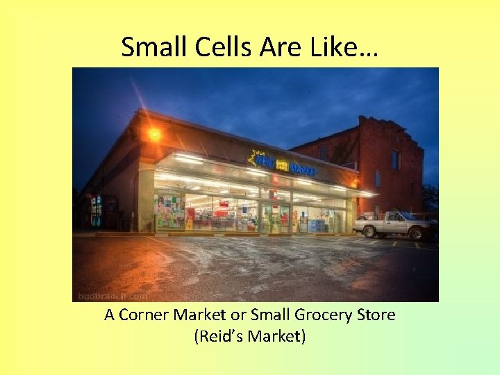 Small Cells Are Like… A Corner Market or Small Grocery Store (Reid’s Market) 