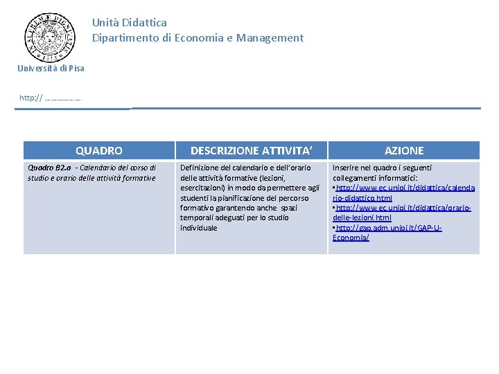 Unità Didattica Dipartimento di Economia e Management Università di Pisa http: // ………………. . Unità Didattica Dipartimento di Economia e Management Università di Pisa http: // ………………. .