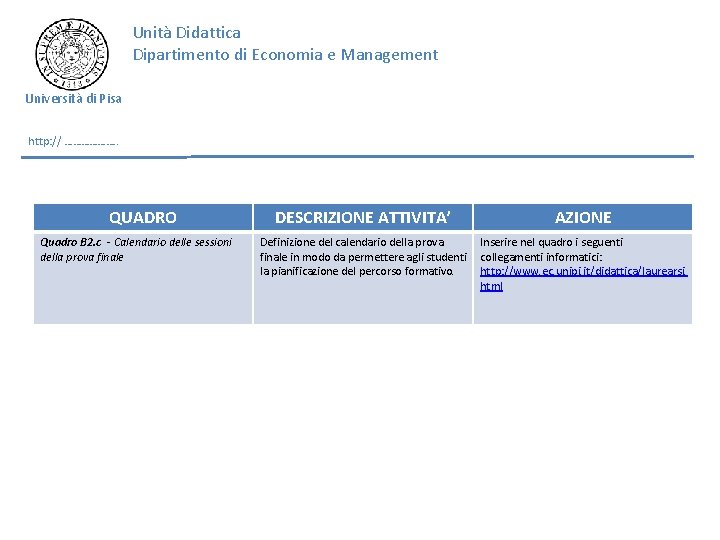 Unità Didattica Dipartimento di Economia e Management Università di Pisa http: // ………………. . Unità Didattica Dipartimento di Economia e Management Università di Pisa http: // ………………. .