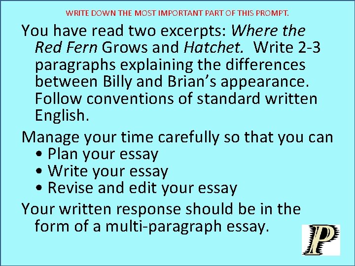 WRITE DOWN THE MOST IMPORTANT PART OF THIS PROMPT. You have read two excerpts: