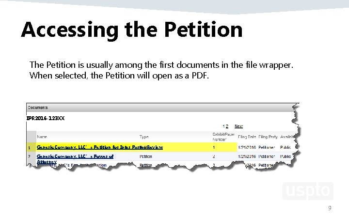 Accessing the Petition The Petition is usually among the first documents in the file Accessing the Petition The Petition is usually among the first documents in the file