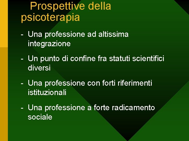 Prospettive della psicoterapia - Una professione ad altissima integrazione - Un punto di confine