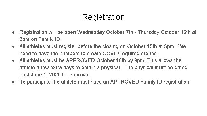 Registration ● Registration will be open Wednesday October 7 th - Thursday October 15 Registration ● Registration will be open Wednesday October 7 th - Thursday October 15
