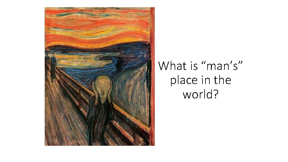 What is “man’s” place in the world? 