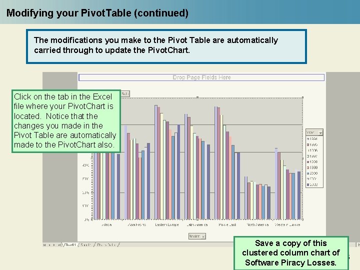 Modifying your Pivot. Table (continued) The modifications you make to the Pivot Table are