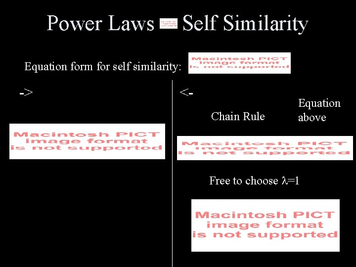 Power Laws Self Similarity Equation form for self similarity: -> <Chain Rule Equation above
