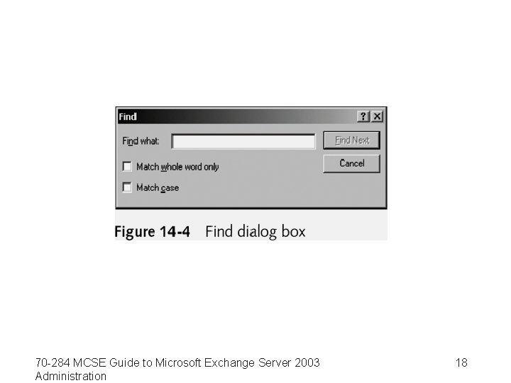 70 -284 MCSE Guide to Microsoft Exchange Server 2003 Administration 18 