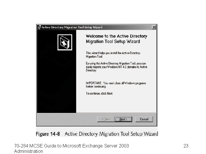 70 -284 MCSE Guide to Microsoft Exchange Server 2003 Administration 23 