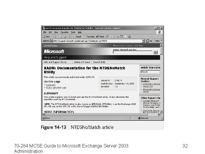 70 -284 MCSE Guide to Microsoft Exchange Server 2003 Administration 32 