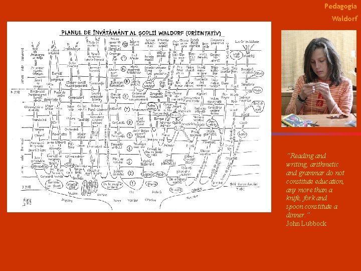 Pedagogia Waldorf “Reading and writing, arithmetic and grammar do not constitute education, any more