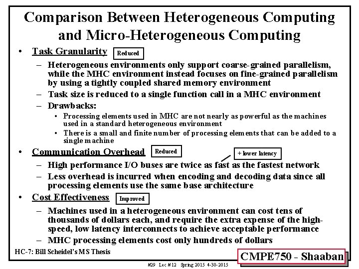 Comparison Between Heterogeneous Computing and Micro-Heterogeneous Computing • Task Granularity Reduced – Heterogeneous environments