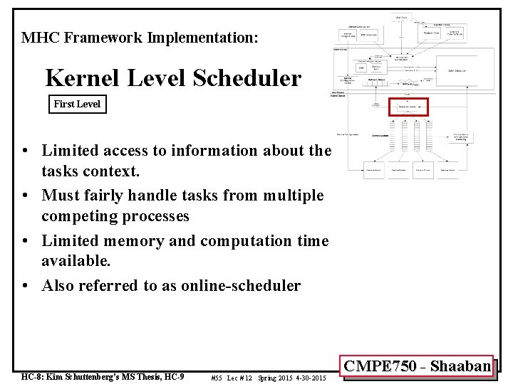 MHC Framework Implementation: Kernel Level Scheduler First Level • Limited access to information about