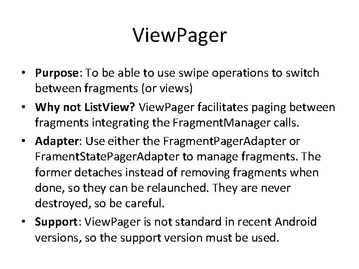 View Pager Purpose To be able to use