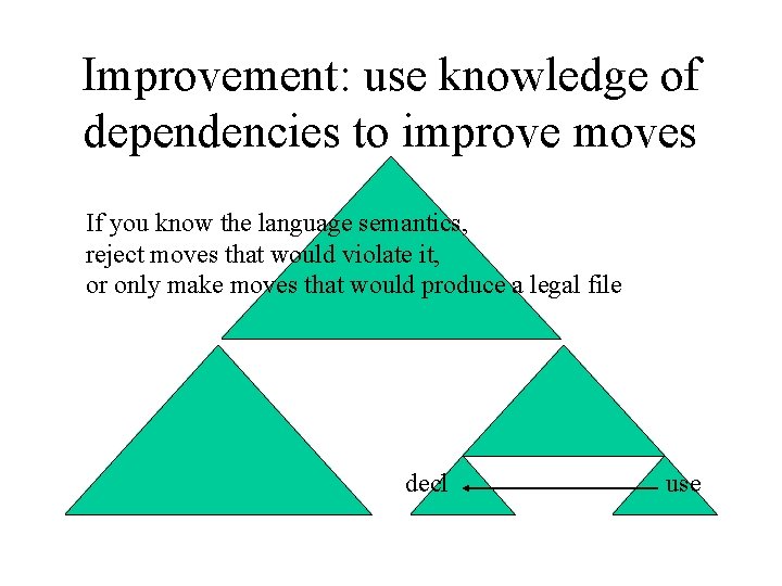 Improvement: use knowledge of dependencies to improve moves If you know the language semantics,