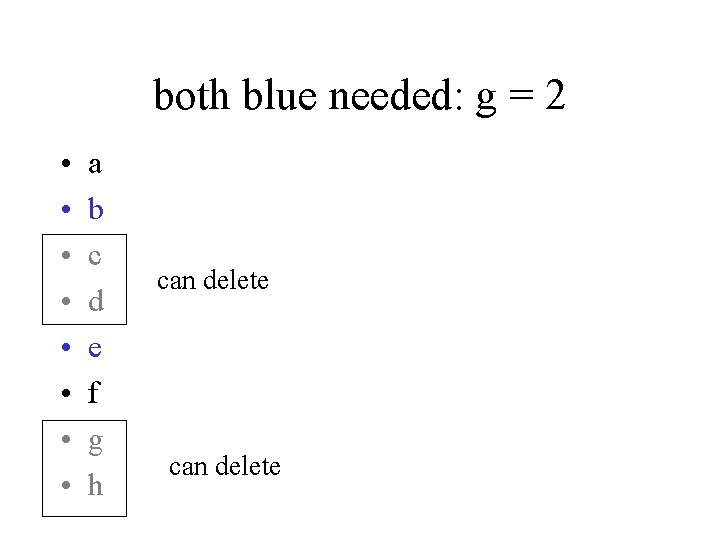 both blue needed: g = 2 • • a b c d e f