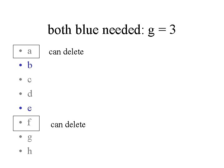 both blue needed: g = 3 • • a b c d e f