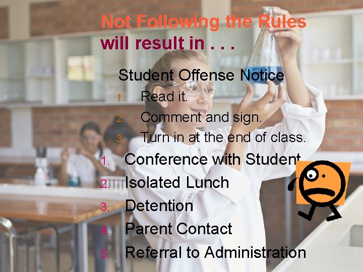 Not Following the Rules will result in. . . Student Offense Notice 1. 2.