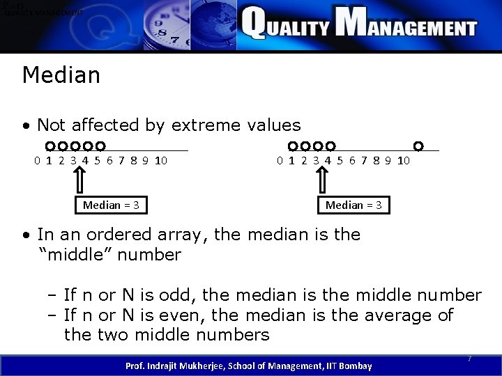 QUALITY MANAGEMENT Median • Not affected by extreme values 0 1 2 3 4