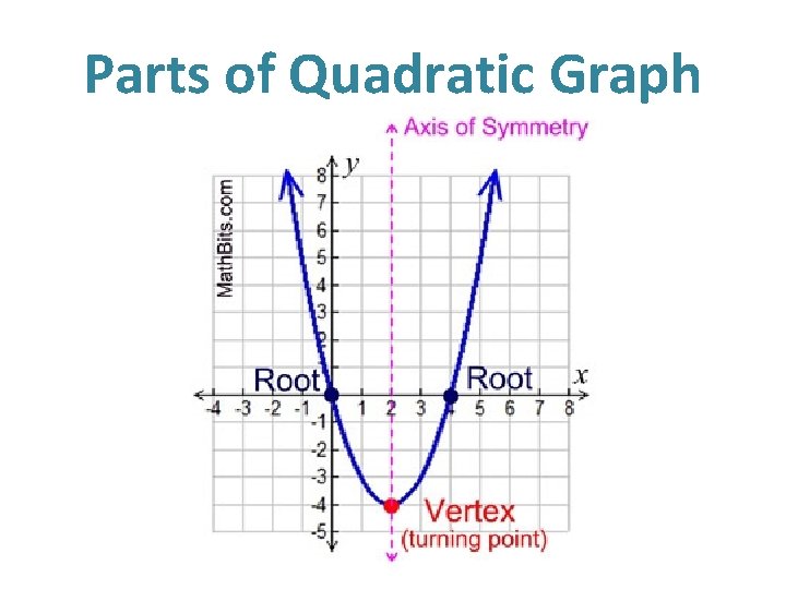 Parts of Quadratic Graph The botto m (or top) of the U is calle