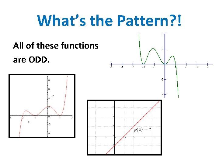 What’s the Pattern? ! All of these functions are ODD. 
