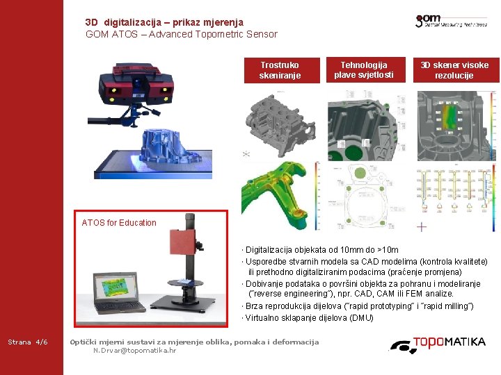 3 D digitalizacija – prikaz mjerenja GOM ATOS – Advanced Topometric Sensor 2 -Frame