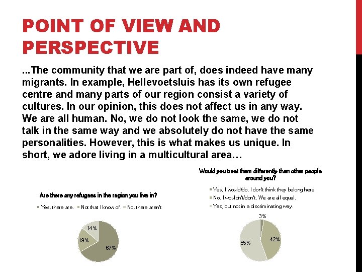 POINT OF VIEW AND PERSPECTIVE. . . The community that we are part of,