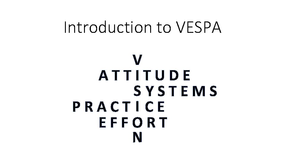Introduction to VESPA V ATTITUDE SYSTEMS PRACT I CE EFFORT N 