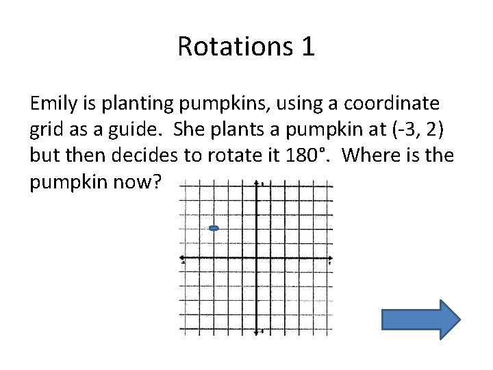 Rotations 1 Emily is planting pumpkins, using a coordinate grid as a guide. She