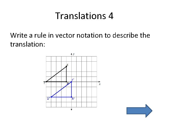 Translations 4 Write a rule in vector notation to describe the translation: 