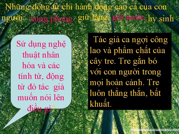 Những động từ chỉ hành động cao cả của con người: xung phong giữ