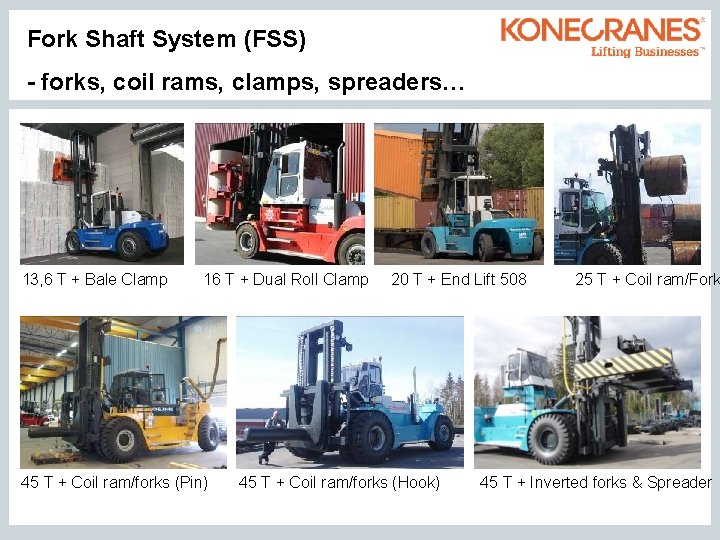 Fork Shaft System (FSS) - forks, coil rams, clamps, spreaders… 13, 6 T +