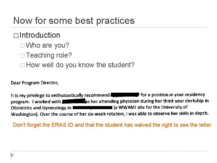 Now for some best practices � Introduction � Who are you? � Teaching role?