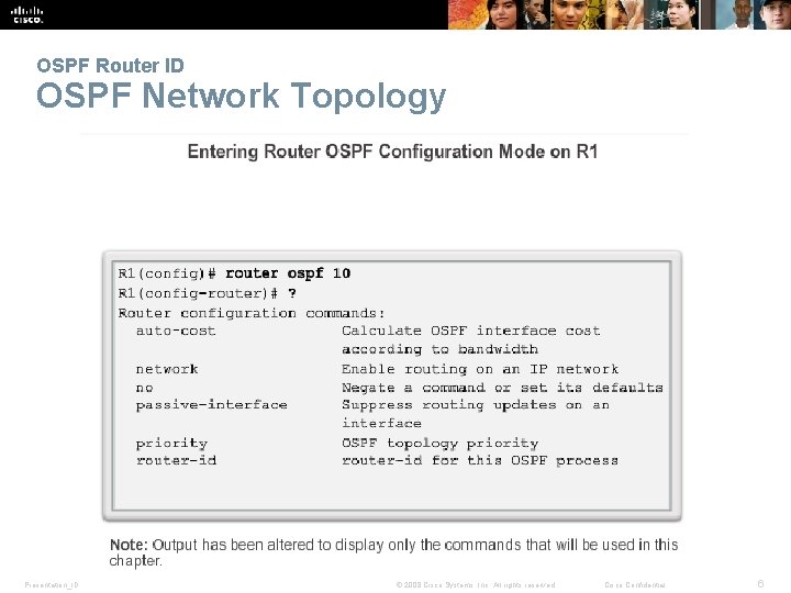OSPF Router ID OSPF Network Topology Presentation_ID © 2008 Cisco Systems, Inc. All rights