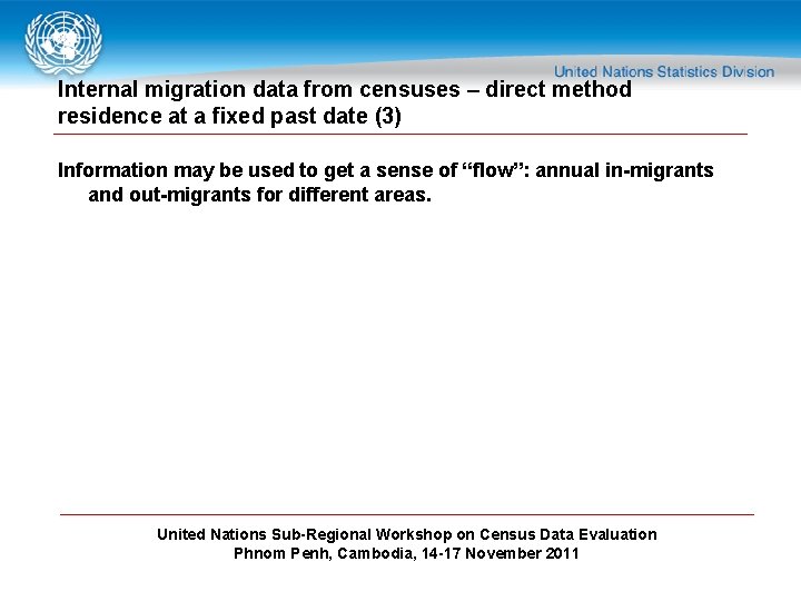 Internal migration data from censuses – direct method residence at a fixed past date